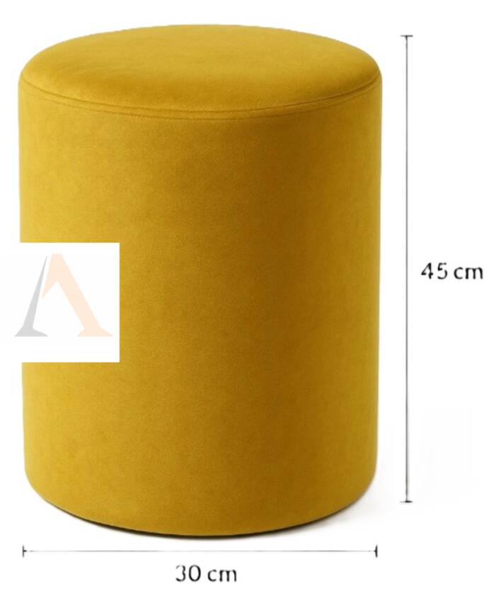 Armegeda Babyface Kumaş Yuvarlak Puf 30x30x45 cm – Hardal Sarısı - 2