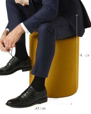 Armegeda Babyface Kumaş Yuvarlak Puf 30x30x45 cm – Hardal Sarısı - 3