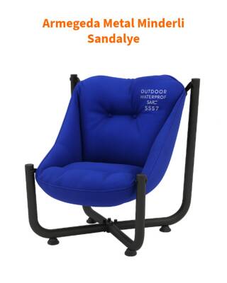 Armegeda Saks Renk Metal Minderli Sandalye | Katlanabilir Dayanıklı Rahat Bahçe Balkon Kamp Kafe 