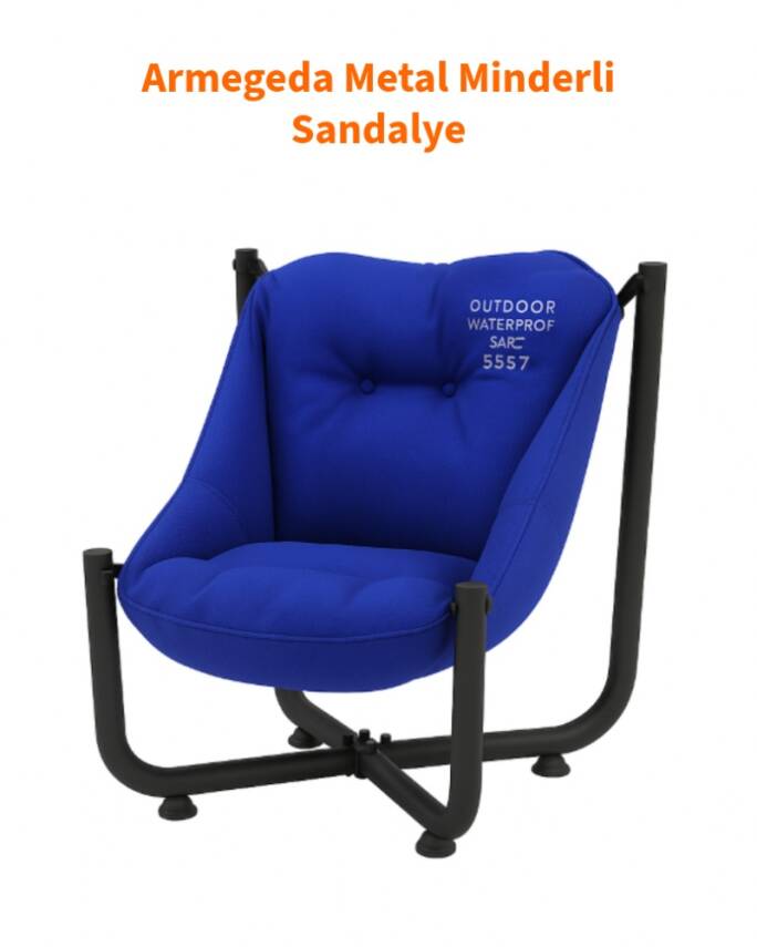 Armegeda Saks Renk Metal Minderli Sandalye | Katlanabilir Dayanıklı Rahat Bahçe Balkon Kamp Kafe  - 1