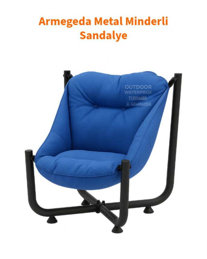 Armegeda Turkuaz Mavi Renk Metal Minderli Sandalye | Katlanabilir Dayanıklı Rahat Bahçe Balkon Kamp Kafe   - 1
