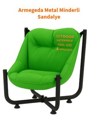 Armegeda Yeşil Renk Metal Minderli Sandalye | Katlanabilir Dayanıklı Rahat Bahçe Balkon Kamp Kafe 