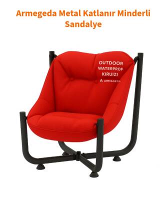 Armegeda Kırmızı Renk Metal Minderli Sandalye | Katlanabilir Dayanıklı Rahat Bahçe Balkon Kamp Kafe