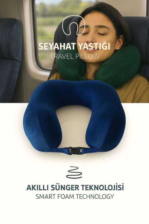 Armegeda Mavi Memory Foam Boyun Destekli Seyahat Yastığı – U Şekilli - Kopya - 1