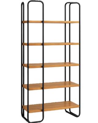 Armegeda Sier Metal Ayaklı Ahşap Raflı Modern Kitaplık – 5 Raflı Dekoratif Düzenleyici (1)