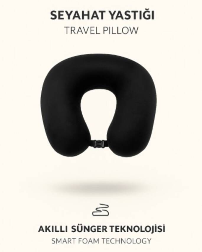 Armegeda Visco, Seyahat, Boyun, Yastığı, Rahat, Uyku,Siyah, kadifemsi - 2