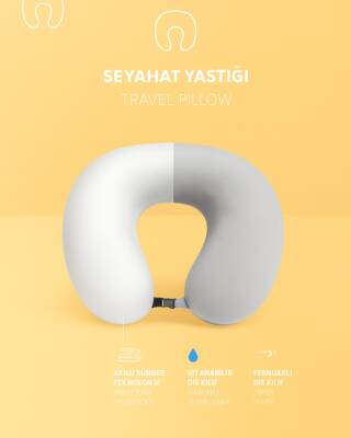 Armegeda Visco, Seyahat, Boyun, Yastığı, Rahat, Uyku,Gri, kadifemsi  (1)