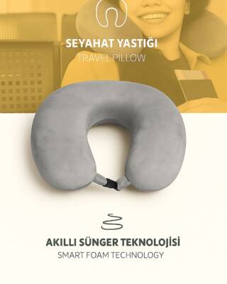Armegeda Visco, Seyahat, Boyun, Yastığı, Rahat, Uyku,Gri, kadifemsi  - 3