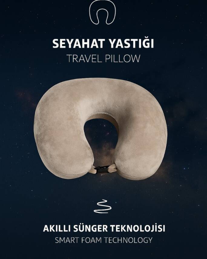 Armegeda Visco, Seyahat, Boyun, Yastığı, Rahat, Uyku, Bej, kadifemsi  - 1