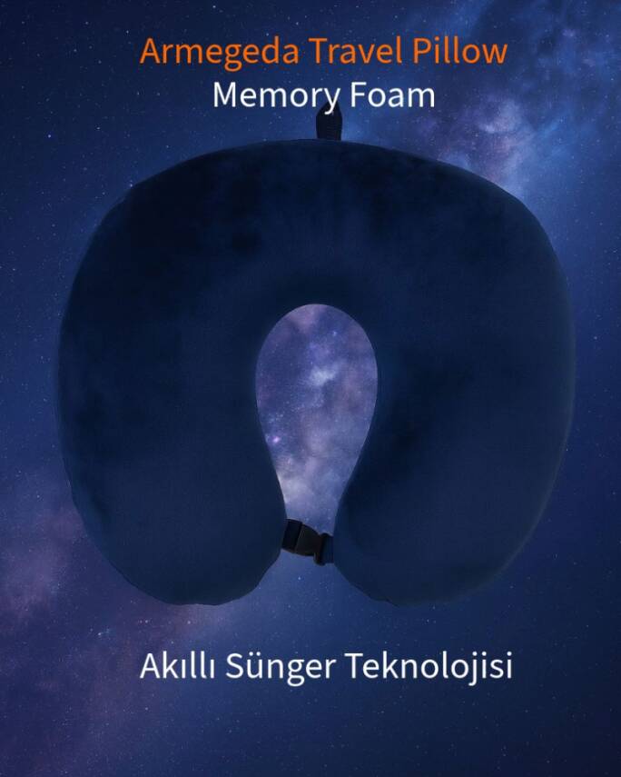 Armegeda Visco, Seyahat, Boyun, Yastığı, Rahat, Uyku,lacivert, kadifemsi  - 1