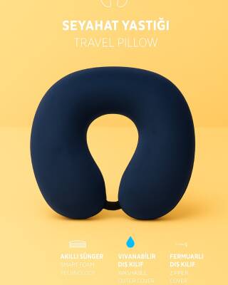 Armegeda Visco, Seyahat, Boyun, Yastığı, Rahat, Uyku,lacivert, kadifemsi  - 4