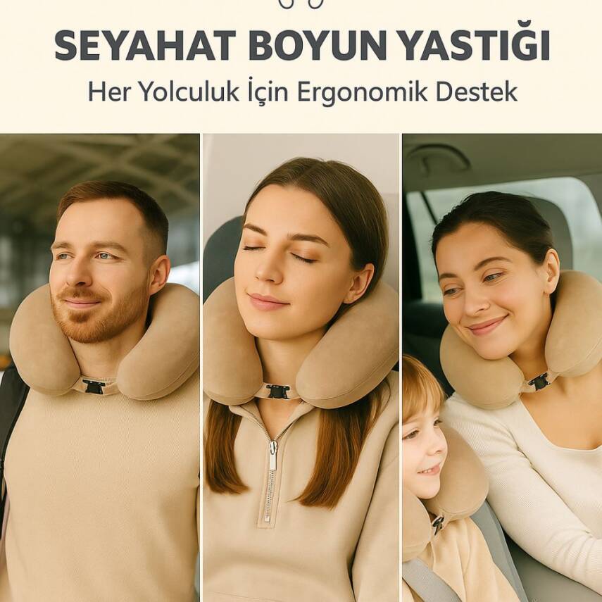  Visco, Seyahat, Boyun, Yastığı, Rahat, Uyku, Bej, kadifemsi  - 2