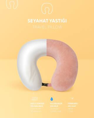 Visco Ortapedik Seyahat Boyun Yastığı Rahat Uyku PEMBE kadifemsi - 4