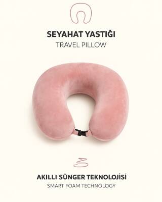 Visco Ortapedik Seyahat Boyun Yastığı Rahat Uyku PEMBE kadifemsi - 6