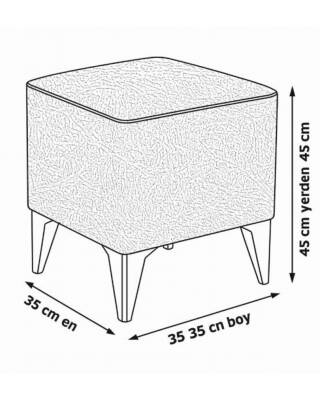 Dekoratif Kare Puf 35x35x45 cm – Kremit Baybface Kumaş, Beyaz Ayaklı Modern Tasarım En uygun fiyatlarla - 4