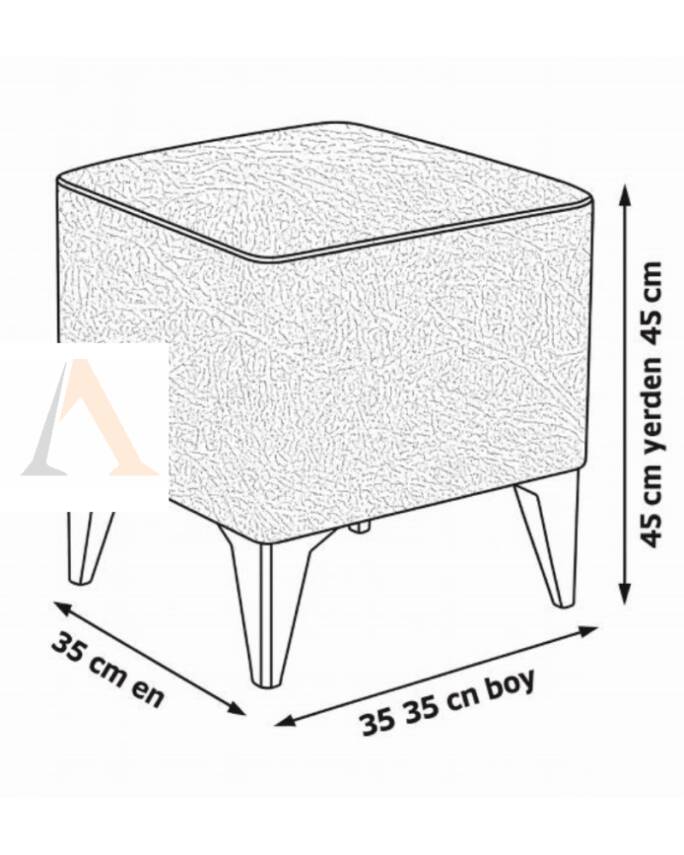 Dekoratif Kare Puf 35x35x45 cm – Kremit Baybface Kumaş, Beyaz Ayaklı Modern Tasarım En uygun fiyatlarla - 4