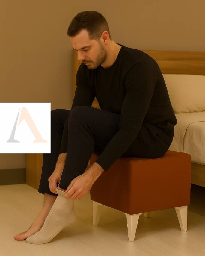 Dekoratif Kare Puf 35x35x45 cm – Kremit Baybface Kumaş, Beyaz Ayaklı Modern Tasarım En uygun fiyatlarla - 3