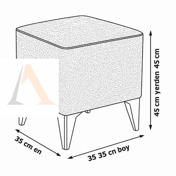 Dekoratif Kare Puf 35x35x45 cm Zen60 Yeşil Sunideri Kumaş, Beyaz Ayaklı Modern Tasarım En uygun fiyatlarla - 2