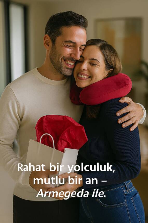 Nar Kırmızısı Memory Foam Boyun Destekli Seyahat Yastigi – U Sekilli   - 2