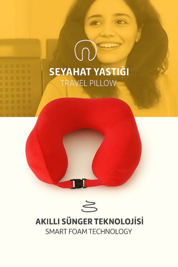 Armegeda Kirmizi Memory Foam Boyun Destekli Seyahat Yastigi – U Sekilli - 1