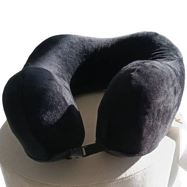 Siyah Visco Seyahat Boyun Yastığı - Memory Foam Ortopedik Destek - Kadifemsi Kılıf - 3