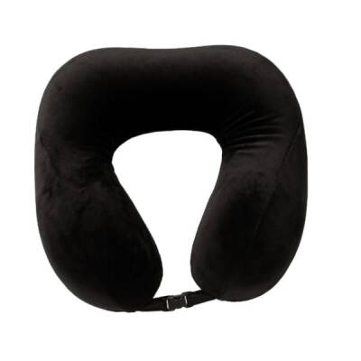 Siyah Visco Seyahat Boyun Yastığı - Memory Foam Ortopedik Destek - Kadifemsi Kılıf - 4