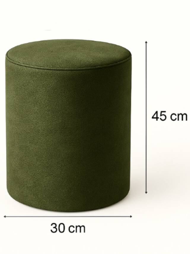  Yuvarlak Puf - 30x45 cm Koyu Yeşil Babyface Dekoratif Tabure | Armegeda - 1