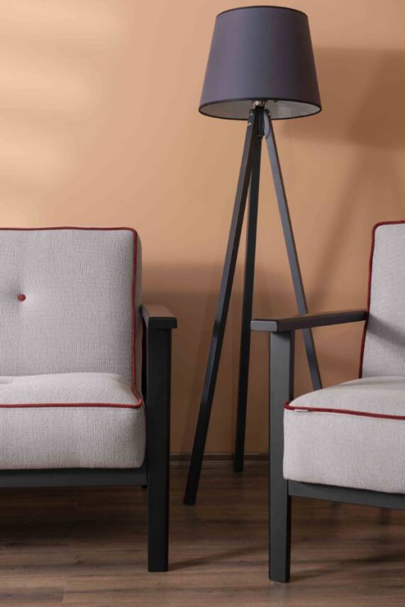 Futon Norik Kanepe – Gri Döşeme, Siyah Ahşap Ayak, Modern Tasarım  - 7