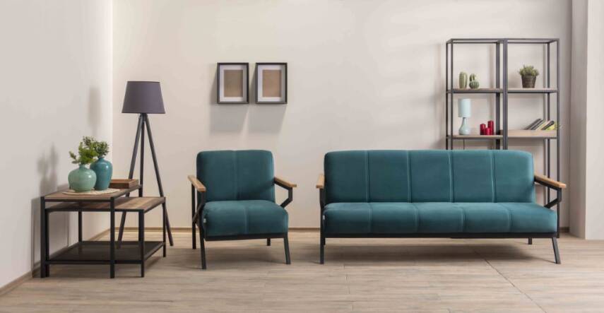 Futon Robin Modern Koltuk Takımı – Ahşap Kollu, Şık ve Konforlu Kanepe  - 1