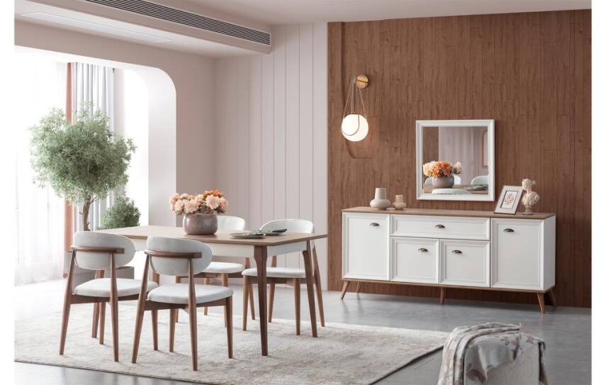 Ada Yemek Odasi Takimi | Modern Beyaz ve Ahsap Tasarim – Armegeda - 1