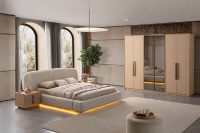 Asya Yatak Odası Takımı – Modern Ahşap Tasarım, Fonksiyonel Gardırop ve Sık Karyola 