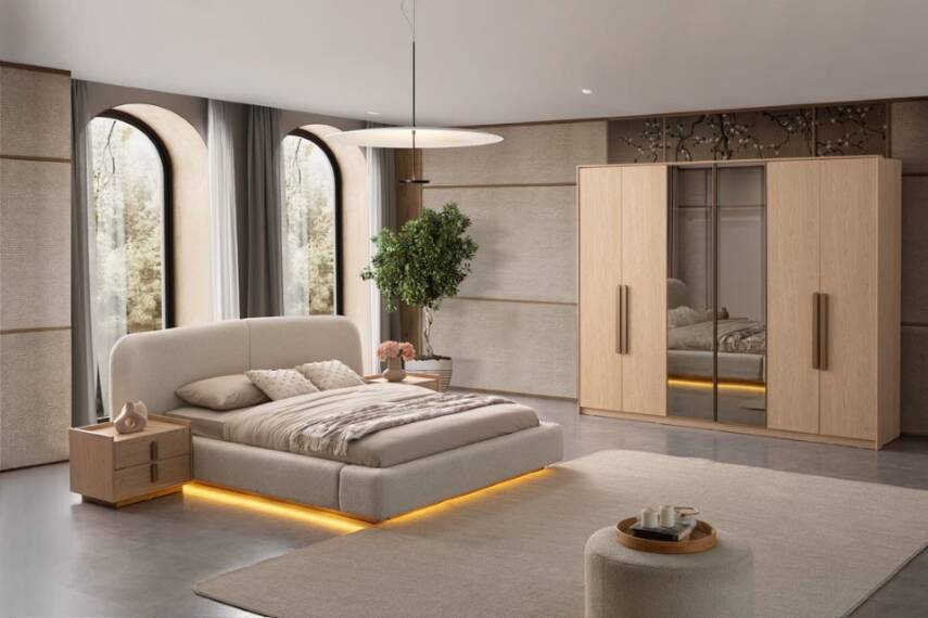 Asya Yatak Odası Takımı – Modern Ahşap Tasarım, Fonksiyonel Gardırop ve Sık Karyola  - 1